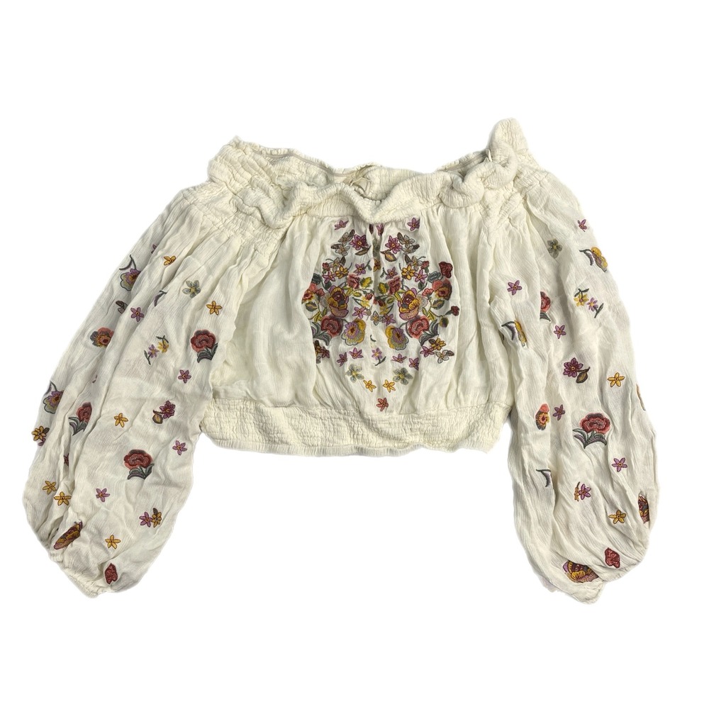 Altar'd‎ State Womens Embroidered Floral Crop Top Blouse boho hippie y2k S small